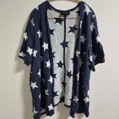 LANE BRYANT 星柄 カーディガン LL 3Lネイビー ゆるだぼ 大きい