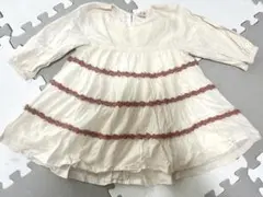 petit main フリル付きワンピース クリーム色