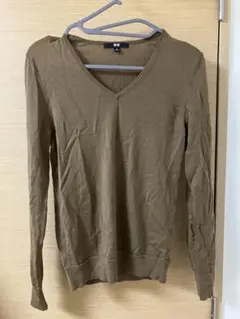 UNIQLO ユニクロ　ブラウン Vネック 長袖ニット M