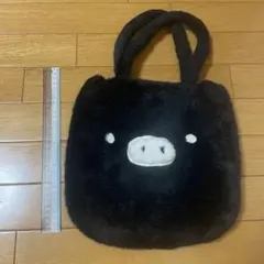 モノクロブー 黒い豚の顔トートバッグ