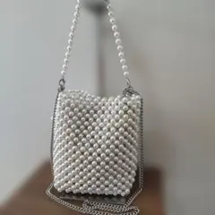 ✡️ZARAパール装飾の2Wayパーティーバッグ、未使用級