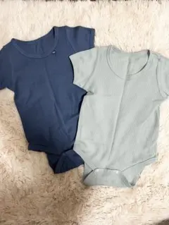 リブ素材 半袖ロンパース肌着 2色セット　サイズ80