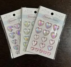 【新品未開封】デコレーションシール　ハート　17P★3種セット★セリアダイソー