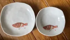 未使用　片岡鶴太郎オリジナル　美濃焼　小鉢・平皿２枚セット　めばると白梅