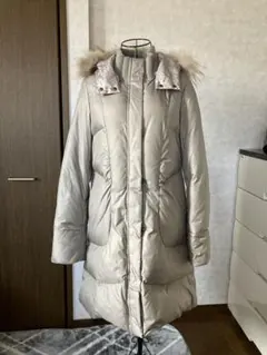 grove グレーベージュ ダウンジャケット フード付き