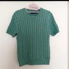 ラルフローレン 半袖ケーブルニット S グリーン