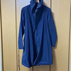 ネイビー フード付きコート ウエストリボン