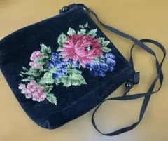 FEILER 花柄　ショルダーバッグ　ポーチ　フェイラー　黒　ブラック　薔薇