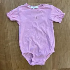 ZARA ピンク リブ編みロンパース 花刺繍