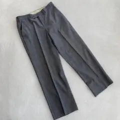 MAX MORRI スラックス グレー チェック柄 ウール混 ストレート