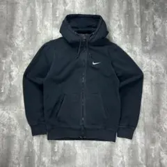 ナイキ 刺繍ロゴ ワンポイント ジップアップパーカー ブラック S 6476