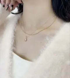 Heather モチーフ2連ネックレス ハート　ゴールド