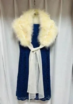 パーティドレス　ネイビー　ボレロ付き