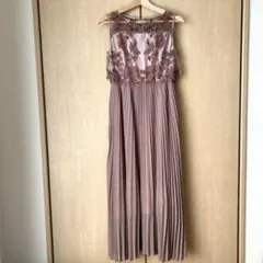【新品未使用】フラワー刺繍レース 切り替えプリーツロング パーティードレス