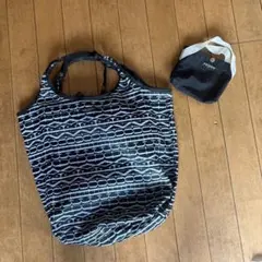 FAUCHON フォション　幾何学模様 エコバッグ　黒