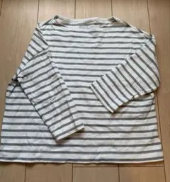 無印良品 グレーストライプ 七分袖 Tシャツ M〜L
