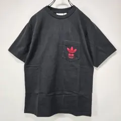 adidas　半袖　Tシャツ　やや厚手　XS　ポケット　ロゴ　人気　古着コーデ