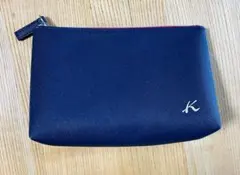 新品未使用　Kitamura　キタムラ　ポーチ　ネイビー　Kロゴ　レザー×サテンのサムネイル
