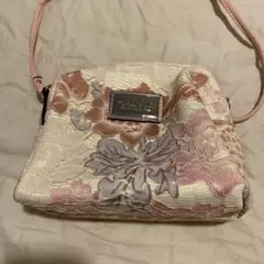 花柄レース ショルダーバッグ ピンク