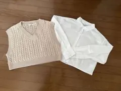 INGNI イング　ベージュ　ニットベスト & 長袖白シャツ　セット　M