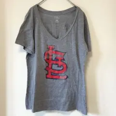 MLB セントルイス カージナルス Tシャツ ロゴプリント Vネック L 灰