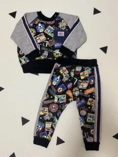 ダブルビー　セットアップ　総柄　ビーくん　90サイズ　ミキハウス