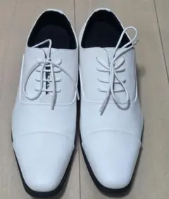 【インソール付き！】結婚式　新郎　白タキシード　白革靴 ホワイト 25.5cmのサムネイル