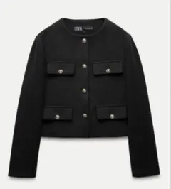 ZARA 未使用ノーカラーブラックジャケットXS♡