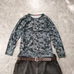 archive camo long sleeve t shirt y2k z