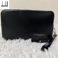 【美品】dunhill ダンヒル　クラッチバッグ　レザー　黒　ストラップ　本革