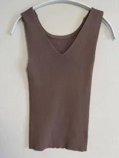 【N. エヌドット】タンクトップ Vネック ブラウン