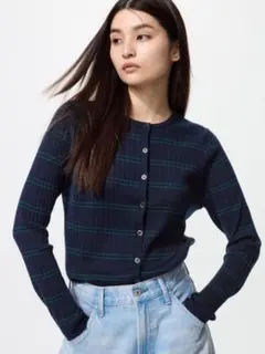 【試着のみ】ユニクロ メリノリブクルーネックショートカーディガン