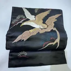 ノ*ケ様 アンティーク　刺繍　名古屋帯　刺繍帯　正絹　鷹　松