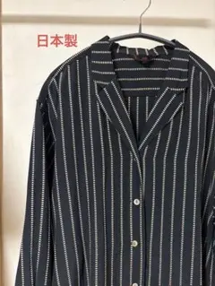 J&R 日本製　長袖シャツ M 黒✖︎ゴールド レトロ 古着 90s風 細見えのサムネイル