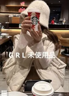 G R L ファー バケットハット ホワイト[dd322]