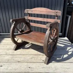アンティーク風 車輪型ベンチ 木製 ガーデンチェア 花台 ミニベンチ 庭 置物 アンティーク風 車輪型ベンチ 木製 ガーデンチェア 花台 ミニベンチ 庭