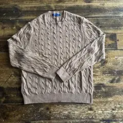 ラルフローレン ケーブルニット キャメル コットン XL