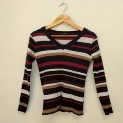 INGNI ingni イング ボーダー Ｖネック リブニット マルチカラー M