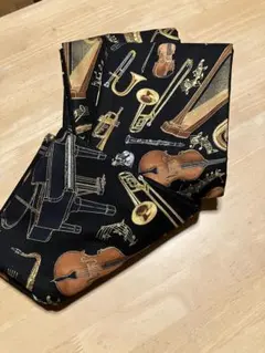 ハンドメイド・楽器模様の半幅帯