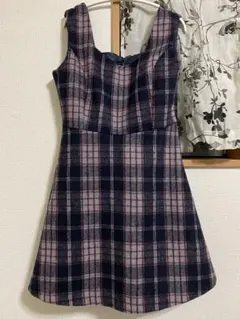 エブリン　チェックワンピ