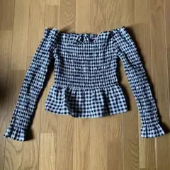 新品　オフショルダー チェック柄 トップス　H&M