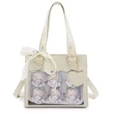 痛バッグ クリーム ショルダーバッグ 推し活 ハート クロコ風 新品