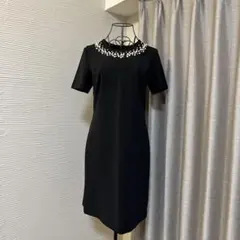 Calvin Klein パールネック ブラック ワンピース（ひざ丈）