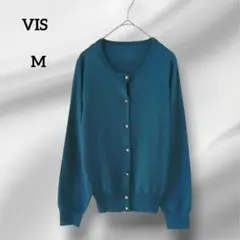 VIS 長袖カーディガン　クルーネック グリーン系 Mのサムネイル