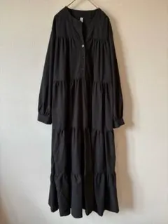 ロングワンピース　マキシワンピース　ブラック 長袖　黒