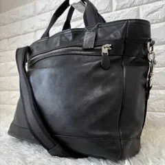 COACH✨2wayバッグ　シュリンクレザー　ヘリテージストライプ　71792