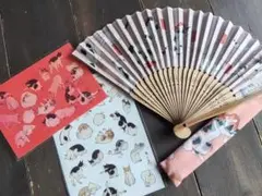 〈歌川国芳〉ねこ扇子＆〈歌川広重〉猫ステッカー&3Dポストカード