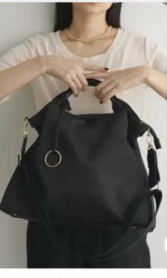 natural couture ショルダー付き2WAY A4トート ブラック