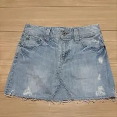 リップスター　デニムミニスカート ライトブルー 切りっぱなし　Mサイズ