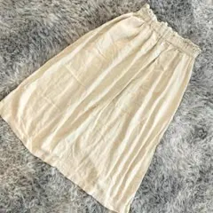 [訳アリ] ユニクロ ベルテッドリネンレーヨンロングスカート ホワイト L